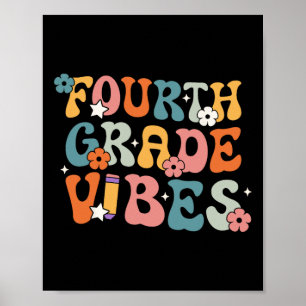 Klass Vibes Back to school Retro 4:e Klass-läraren Poster