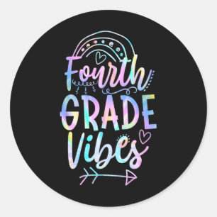 Klass Vibes Back to school Tie Dye Teacher Studen Runt Klistermärke