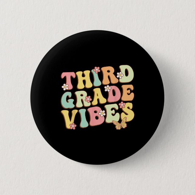 Klass Vibes Hej Team 3rd Klass Lacher Kids Retr Knapp (Framsida)