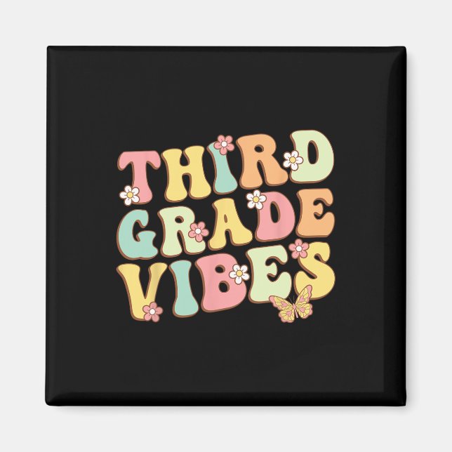 Klass Vibes Hej Team 3rd Klass Lacher Kids Retr Magnet (Framsidan)