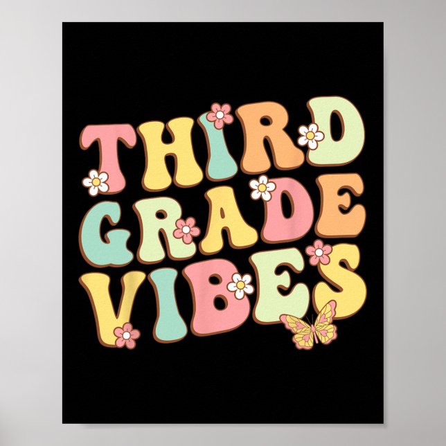 Klass Vibes Hej Team 3rd Klass Lacher Kids Retr Poster (Framsidan)