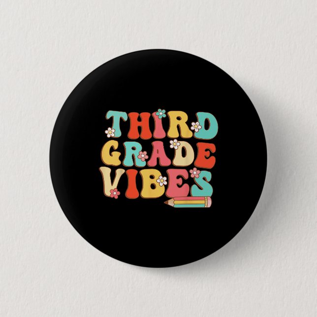 Klass Vibes Retro Groovy - 3:e Klass tillbaka till Knapp (Framsida)