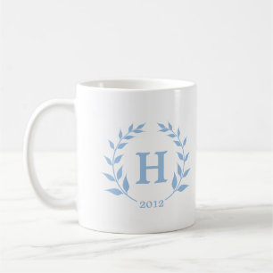 Klassår för blå krans i monogram studenten kaffemugg