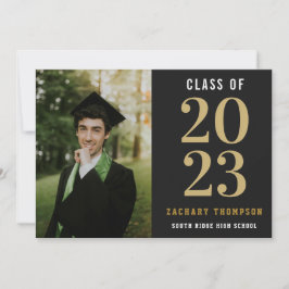 Klassår för Black & Guld Studenten med foto Inbjudningar