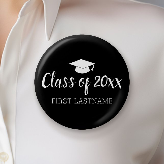 Klassår och namn - Svart kan ändra färg Knapp (Custom Button)