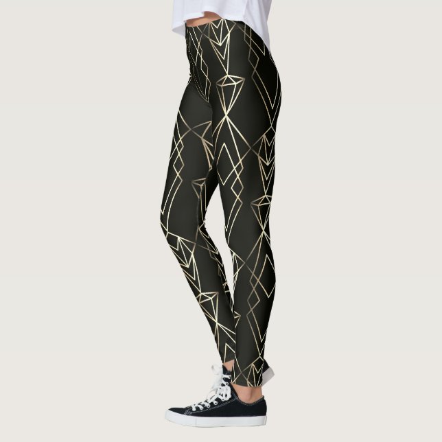 Klassåtercirkulationsdesign i Svarta och Guld Leggings (Vänster)