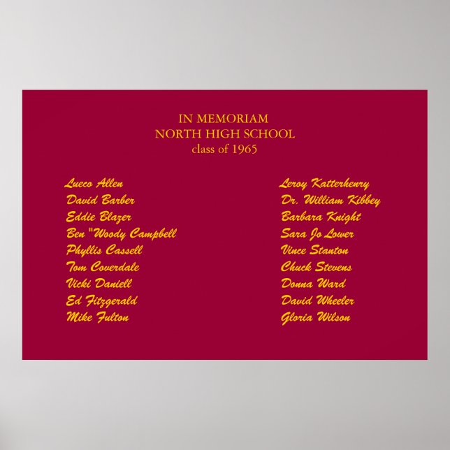 klassåterförening i memorium poster (Framsidan)