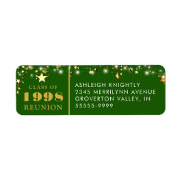 Klassåterföreningsår Grönt Guld Stars Returadress Etikett