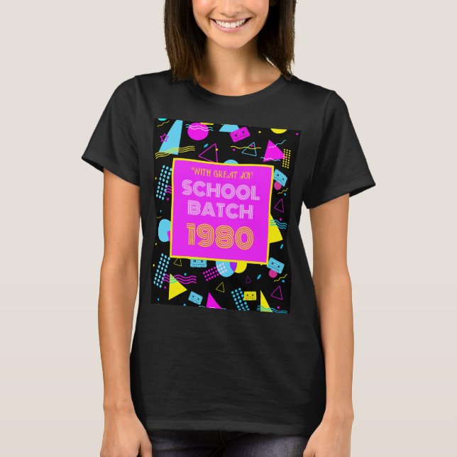 Klassåterträff Retro Skola 80-Tal Stil   T Shirt (Framsida)