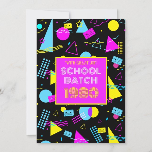 Klassåterträff Retro Skola 80-talsstil   Inbjudningar (Framsida)