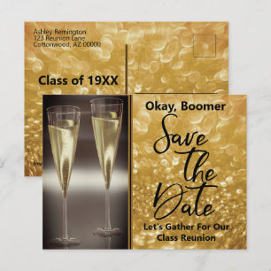 Klassåterträff Spara Datum Baby Boomer Champagne Meddelande Vykort