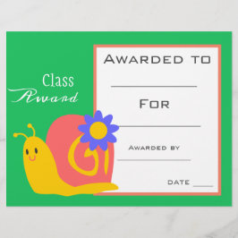 Klassbelöning för söta barn i snigel