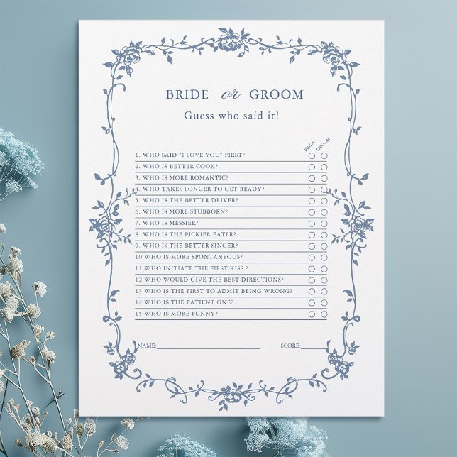 Klassblått spel med Möhippan "Bride or Groom" (Skapare uppladdad)