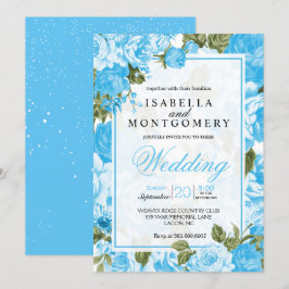 Klassen Baby blue Blommigt Bröllop Inbjudningar