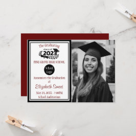 Klassen Black and Burgundy 2023 Studenten Inbjudningar