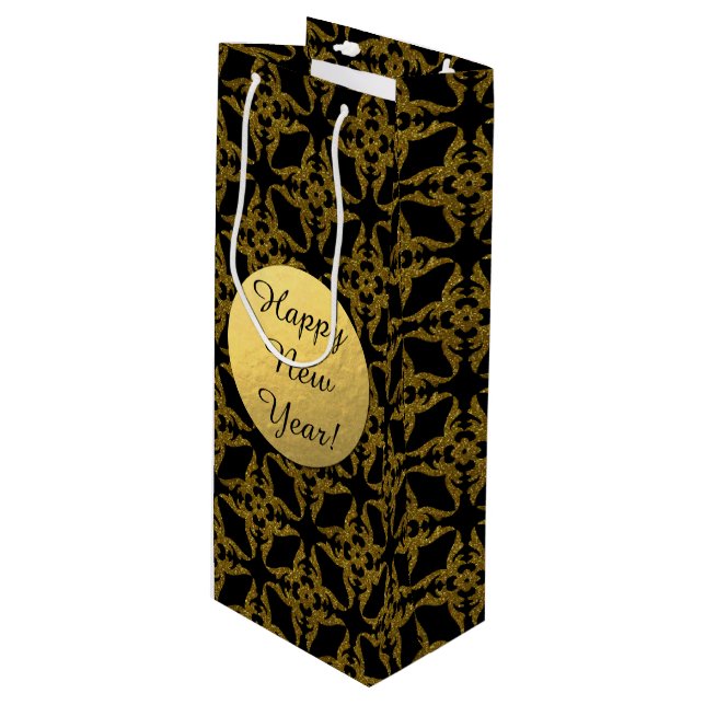 Klassen Black and Guld, nyår, Vin Gift Bag (Framsidan Vinklad)