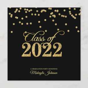 Klassen Black & Guld Polkadot Glitter från 2022 Pa Inbjudningar