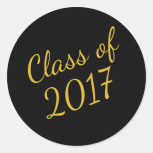 Klassen Black och Guld 2017 Studenten Sticker Runt Klistermärke
