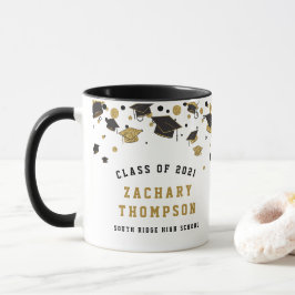 Klassen Black och Guld Studenten 2021 Glitter Mugg