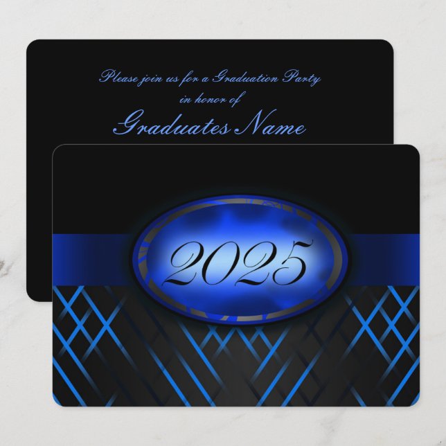 Klassen Blue and Black i 2025 Party Inbjudningar (Fram/baksida)