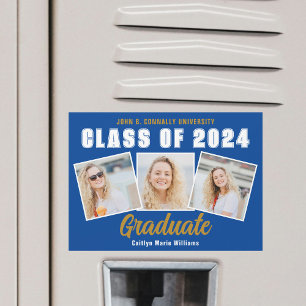 Klassen Blue Photo Collage för 2024 Studenten Magn