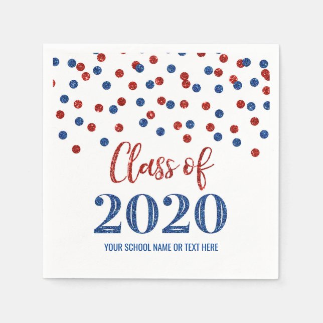 Klassen Blue Red Confetti från 2020 Studenten Pappersservett (Framsidan)