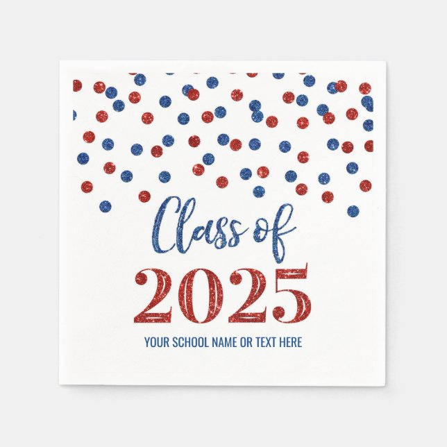 Klassen Blue Red Confetti på 2025 Napkins Pappersservett (Framsidan)