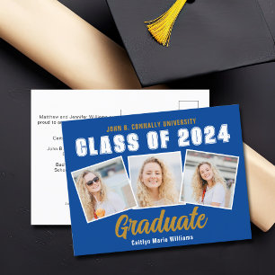 Klassen Blue Senior Photo Collage från 2025 Studen Meddelande Vykort