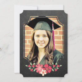 Klassen Chalkboard Blommigt Student 2016 Photo Inbjudningar
