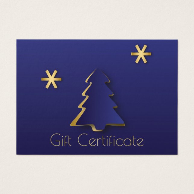 Klassen Elegant Guld Blue Julgran Gift Card Visitkort (Framsidan)