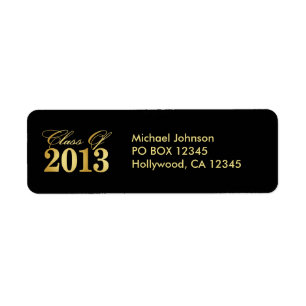Klassen elegant Guld/Svart på 2013-etiketter Returadress Etikett