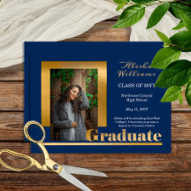Klassen Elegant Guld Text Student 1 Photo Blue