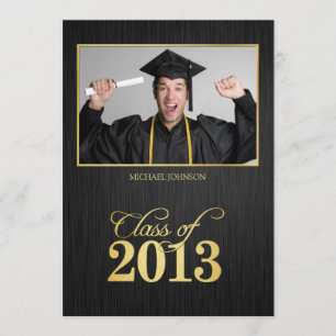 Klassen Elegant svart och guld 2013 Studenten Inbjudningar