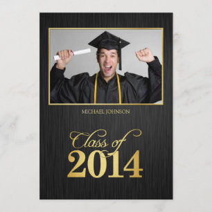 Klassen Elegant svart och guld 2014 Studenten Inbjudningar