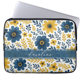Klassen Ethnic Mediterranean Blommigt Art Mönster Laptop Fodral