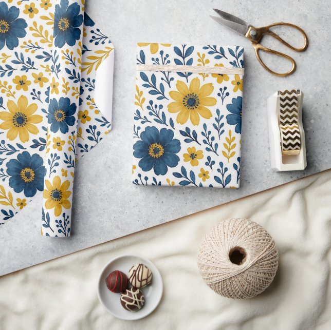 Klassen Ethnic Mediterranean Blommigt Art Mönster Presentpapper (Hantverk)