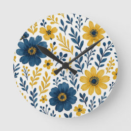 Klassen Ethnic Mediterranean Blommigt Art Mönster Stor Klocka