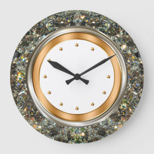 Klassen Glitzy Bling Stil Wall Stor Klocka