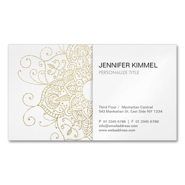 Klassen Gold Foil Se Mandala Minimalist Magnetiska Visitkort (Framsida)