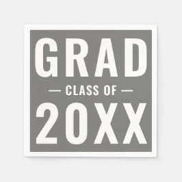 Klassen Grad 2023 grått modern typografi party Pappersservett