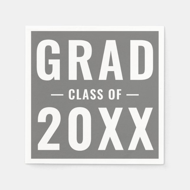 Klassen Grad 2023 grått modern typografi party Pappersservett (Framsidan)