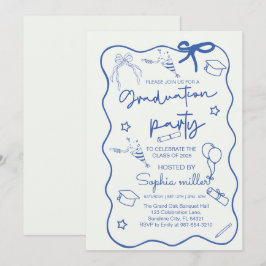Klassen Grad Party Retro Inbjudan 2025,Whimsical
