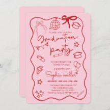 Klassen Grad Party Retro Inbjudan 2025,Whimsical