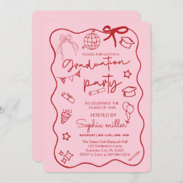 Klassen Grad Party Retro Inbjudan 2025,Whimsical