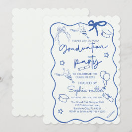 Klassen Grad Party Retro Inbjudan 2025,Whimsical