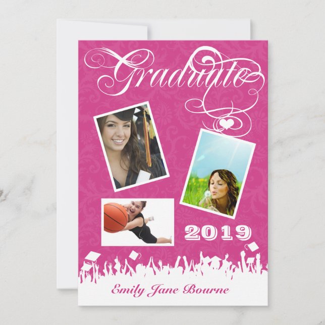 Klassen grått och Rosa Fuchsai Senior Bild Meddelande (Framsida)