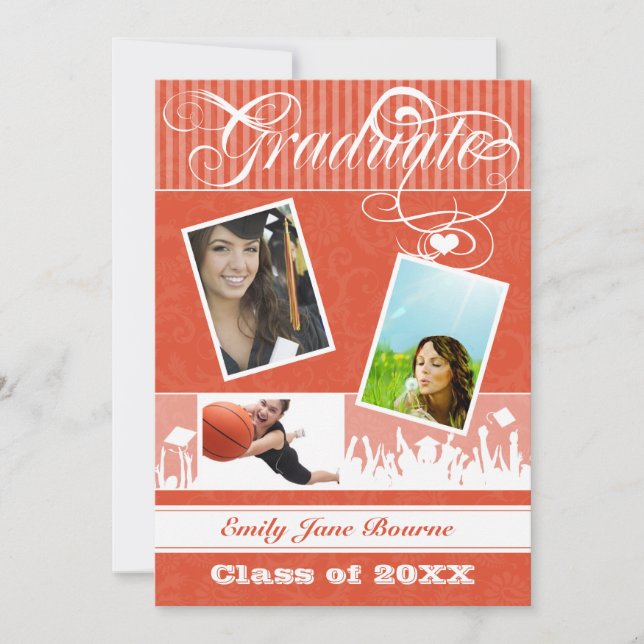 Klassen grått och Tangerine Coral Senior Bild Meddelande (Framsida)