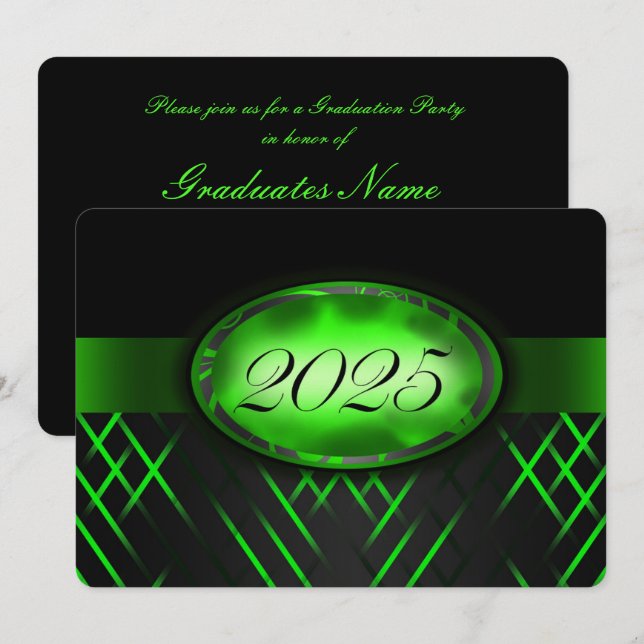 Klassen grönt och svart 2025 Party Inbjudningar (Fram/baksida)