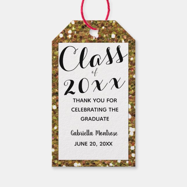 Klassen guld Glitter 2025 Presentetikett (Framsidan)