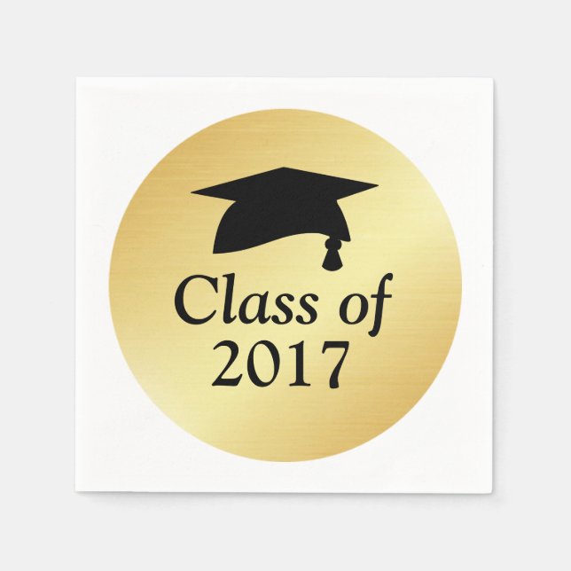 Klassen Guld och Black för 2017 Studenten Napkin Pappersservett (Framsidan)